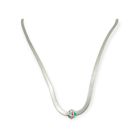 necklace steel silver snakechain with silver fish